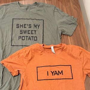 His and Hers Graphic T-Shirts in Green and Orange